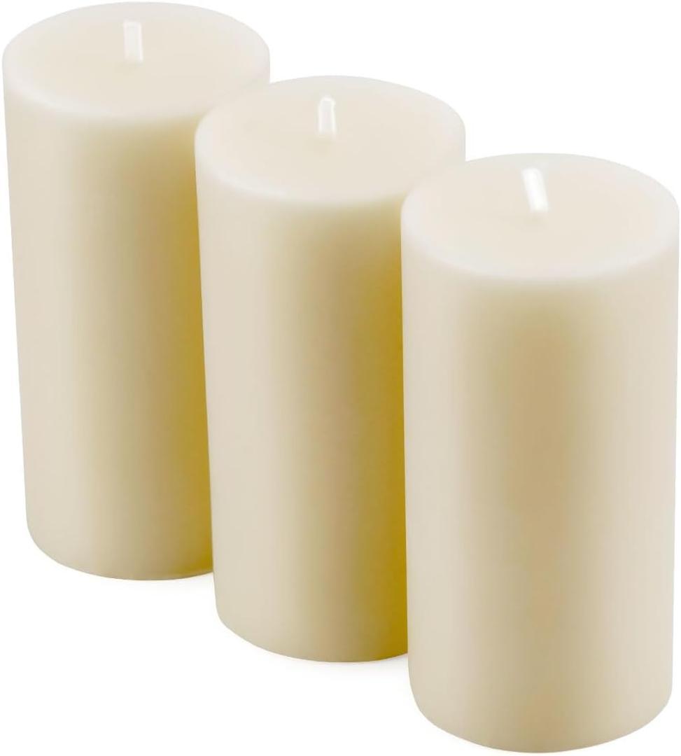 3 Pack 2 inch Wide Beeswax Pillar Candle 4 inch Tall, Smokeless and Long Lasting Natural Pure Bees Wax Candle, Unscented, Off White