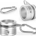 Flag Pole Rings, Aluminum Alloy Flag Pole Clips Swivels 360 Rotating Anti Wrap Mounting Ring with Carabiner, Flag Pole Kit Parts (:1 Inch -Pack of 2(Silver))