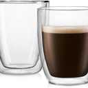 Bodum 10oz Bistro Double Wall Insulated Mug, High-Heat Borosilicate Glass, Set of 2, Clear