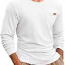 Yousify Mens Long Sleeve T Shirts Workout Athletic Crew Neck Pullover Shirt Casual Stretchy Loose Fit Shirts (White, XXL)