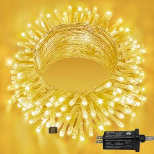 Ollny 120LED 40FT String Lights, Waterproof Connectable Fairy Lights with Timer 8 Modes, Warm White Plug in Christmas Light for Indoor Outdoor Patio Party Bedroom Classroom Decor