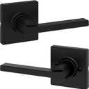 Kwikset Casey Interior Passage Door Handle, Lever For Closet and Hallway Doors, Reversible Non-Locking Handle Lever, Matte Black , with Microban Protection