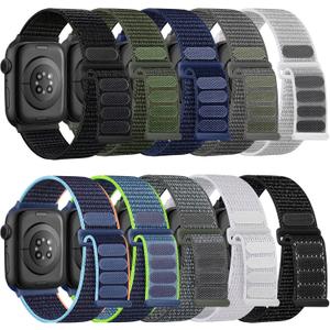 Lenrao 10 Pack Soft Nylon Bands Compatible with Apple Watch for Women Men 38mm 40mm 41mm 42mm 44mm 45mm 49mm, Stretchy Braided Solo Loop Strap for iWatch Series 11/10/9/8/7/6/5/4/3/2/1 Ultra SE 3/2/1