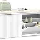 HOMCOM Shoe Bench with Padded Seat Cushion and 2 Flip-Drawers, Entryway Bench Holds up to 529lb, Shoe Cabinet, 40.9x10.2x18.7 Inches, White