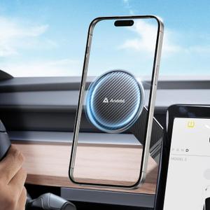 andobil Upgrade Tesla Phone Mount [Strong Magnet & Foldable] MagSafe Car Mount for Tesla New Model Y Juniper Model 3, 360 Adjustable Tesla Phone Holder fits iPhone 17 16 15 Pro Max, Tesla Accessories