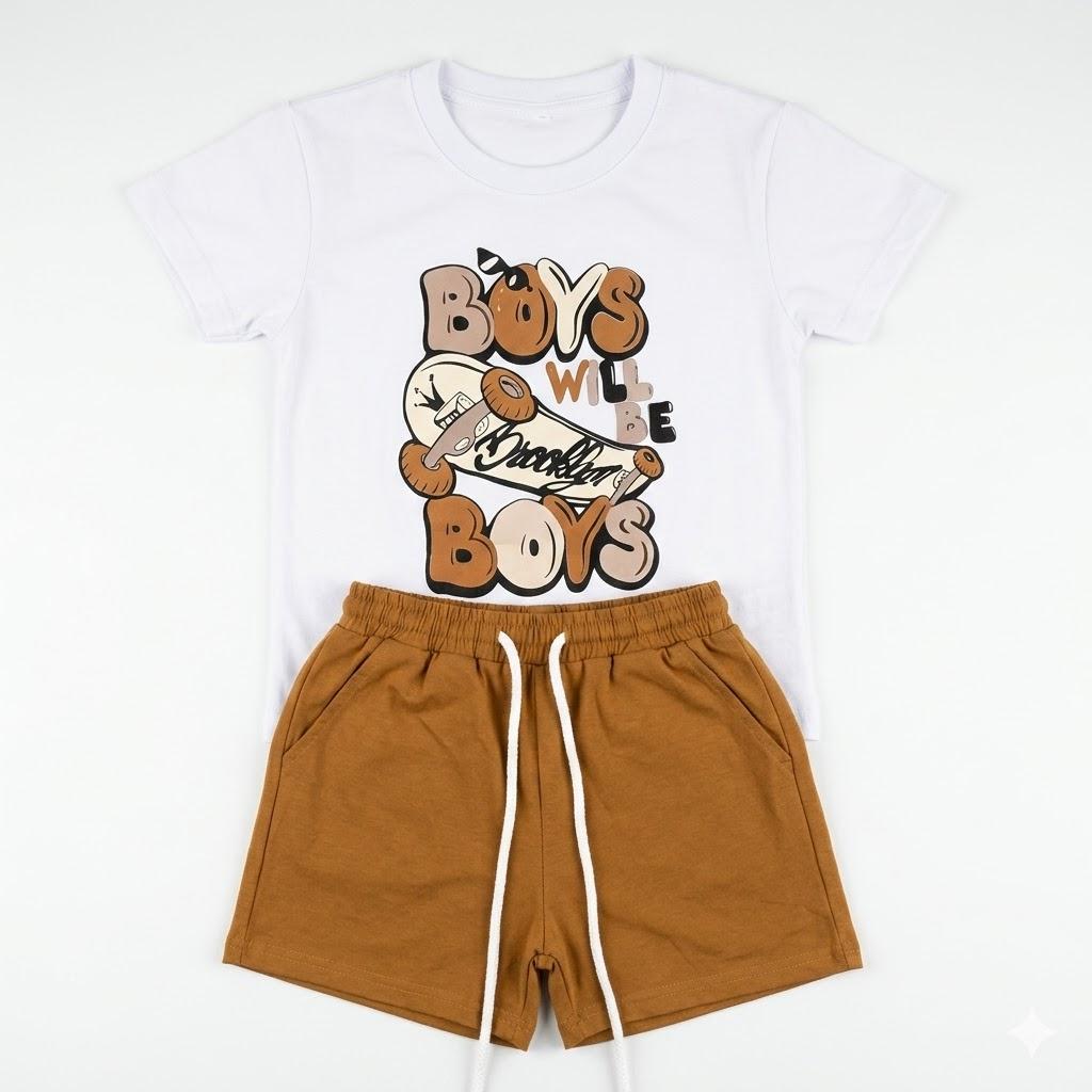 Togrielan 9-14 Years Boys Summer Casual 2-Piece Outfit Short Sleeve T-Shirt + Shorts Set Size 7-8