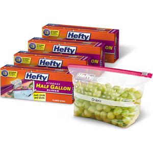 Hefty Slider Calendar Storage Bags, Half Gallon Size, 32 Count (Pack of 4), 128 Total