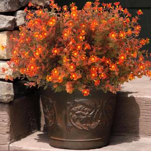 12 Bundles Artificial Fall Flowers No Fade Faux Autumn Plants, Fake Indoor Outdoor Greenery Decorations for Thanksgiving Christmas Wedding Party Home Garden Fireplace Dcor (Fall Red)