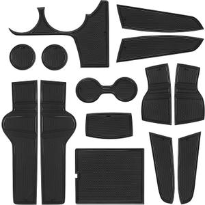 SENSHINE Customized Liners for Kia Sportage NQ5 Accessories 2023 2024 2025 2026 Hybrid Cup Holder Insert Liner Center Console Liner Glove Box Mats Inserts Non-Slip Mats Pad 14-PC Set (Black Trim)