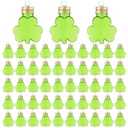 Gandeer 20 Pcs 50 ml Lucky Hanging Clover Bottles Mini Clover Shaped Beverage Bottles Paired with DIY Shamrocks Ornament for Party Favors, Drink Containers, Gift Supplies (Green)