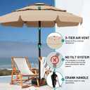 AreShark 11FT 3-Tiers Patio Umbrella with Valance, Outdoor with Crank, Large Outdoor Market Umbrellas Vented with 8 Sturdy Ribs, Patio Table Umbrellas for Garden, Deck, Backyard, Pool, Beige