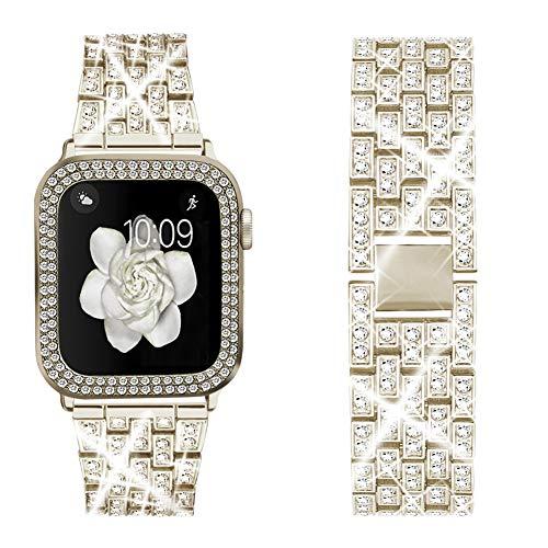 Bekomo Compatible for Apple Watch Ultra Band 49mm 46mm 45mm 41mm 38mm 40mm 42mm 44mm with 2 Pack Bling Crystal Diamonds Case Cover, iwatch SE Series Ultra 2 10/9/8/7/6/5/4/3/2/1 Bands for Women