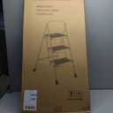 HBTower Step Ladder, Folding Step Stool with Wide Anti-Slip Pedal, Sturdy Steel Ladder, Convenient Handrail, Lightweight, Portable Steel Step Stool (Black) 3 Step Ladder