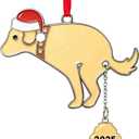 Funny Christmas Metal Ornament 2024-Funny Pooping Dog Ornament for Christmas Tree Decoration, Naughty Hanging Metal Dog Poop Ornament for Indoor Home Holiday Decor Christmas Gag Gifts - Dog/ 2PACK