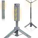 Rechargeable 8000mAh Camping and Work Light with Adjustable Stand 3.4 ft, 3000 Lumen Cordless Work Light Featuring 3 Adjustable Heads, Dimmable Emergency Flashlight with Telescopic Tripod