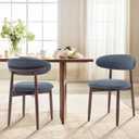 COLAMY Wooden Dining Chairs Set of 2, Modern Fabric Upholstered Dining Room Chair, Farmhouse Kitchen Side Chairs with Foot Pegs, Blue