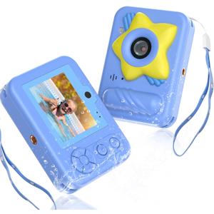 Kids Toy Camera Waterproof with 32GB Card, Fun Christmas & Birthday Gift for Boys & Girls Ages 3+, 48MP 1080P HD Underwater Digital Camera, IP68 Shockproof  (Star Blue)