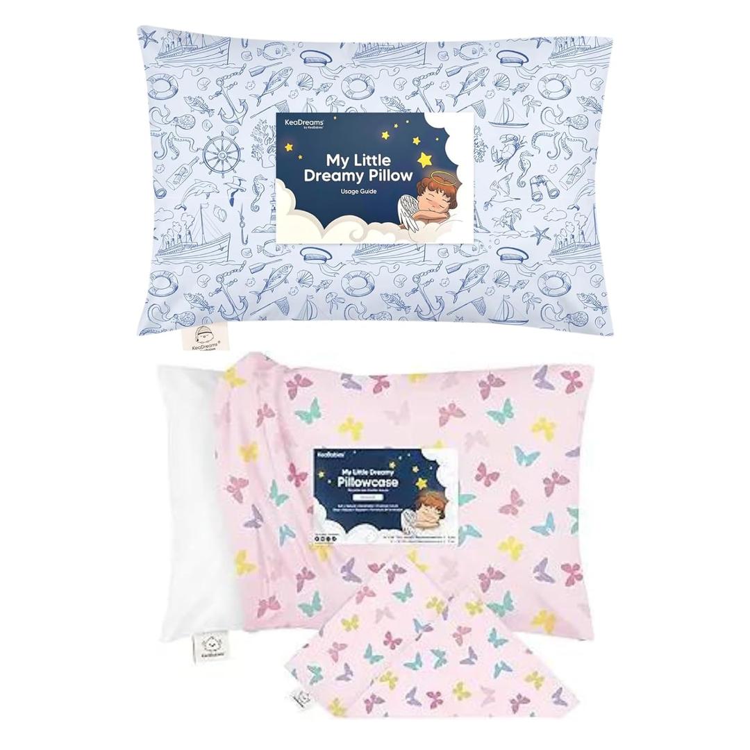 KeaBabies Toddler Pillow with Pillowcase and Toddler Pillowcase for 13X18 Pillow - 13X18 Soft Cotton Toddler Pillows for Sleeping - Toddler Pillow Case for Boy, Kids