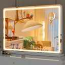 Hasipu Vanity Mirror with Lights, 31.5" x 22" LED Makeup Mirror, Lighted Makeup Mirror with Dimmable 3 Modes, Touch Screen Control Vanity Mirror Round White