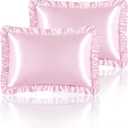Silky Satin Ruffled Pillow Cases for Hair and Skin,Pink Silk Pillowcases Standard Set of 2 with Envelope Closure Princess Room Decoration