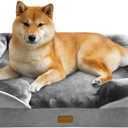 Spotted Play Orthopedic Dog Bed with Sides - Dog Sofa Beds for Large Dogs, Supportive Foam Pet Couch Bed with Washable Removable Cover, Waterproof Lining and Non-Slip Bottom, Grey - L