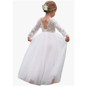 Topmaker Flower Girl Dress for Toddler Baby Girls,Lace Tulle Dress for Wedding,Birthday Party,Photoshoot,Special Occasion, Size 160