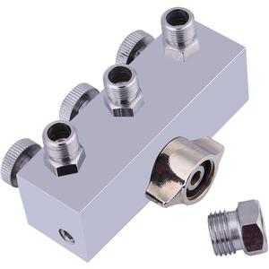 Airbrush Manifold 3 Way Airbrush Hose Splitter Manifold Fitting 1/8" with Adjust Knob Valve