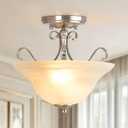 12" Semi Flush Mount Ceiling Light, Brushed Nickel Ceiling Light Fixture, 12" D x 10" H