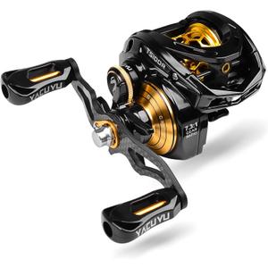 Baitcasting Fishing Reel - 100 Size 7.3:1 Gear Ratio Speed Spool Casting Baitcaster Reels - 6+1 BB Carbon Fiber Drag Magnetic Braking System Low Profile Bass Fishing Baitcasting Reels