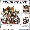 Wesiti Cat Wall Art Decor Iron Wall Sculptures Decor for Cats Lover 12.3 x 13 Inches Colorful Retro Mid Century Cat Signs for Home Living Room Bedroom Kitchen Office