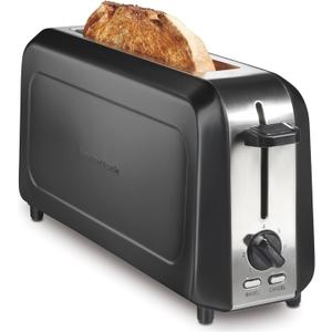 Hamilton Beach Extra Wide Long Slot 2 Slice Toaster, Browning Control With 7 Shades, Bagel Function, Cancel Button & Auto Shutoff, Modern Slim Design Fits Any Space, Black (22989)