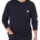 Carhartt Men's Solid Henley Long Sleeve Work Shirt Navy XX-Large