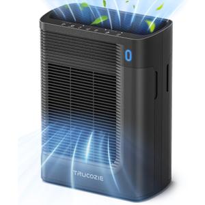 Air Purifier for Home Large Room Bedroom Up to 1937 Ft in 1 Hr With Double-sided Air Inlet, Air Quality and Light Sensors, HEPA Sleep Mode for Allergies, Dust, Pollen, Pet Hair, Black