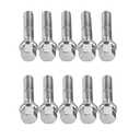 10pc Extended Silver Lug Bolts 12x1.5 (40mm Shank Length, Cone Seat) for Many BMW Vehicles: 128i 135i 318i 320i 325i 328i 335i M3 525i 528i 530i 535i M5 Z3 Z4 E36 E46 E60 E90 E92 E93