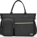 Laptop Tote Bag, Middle Size Computer Messenger Teacher Bag with 15.6'' Padded Laptop Sleeve (1002-black)