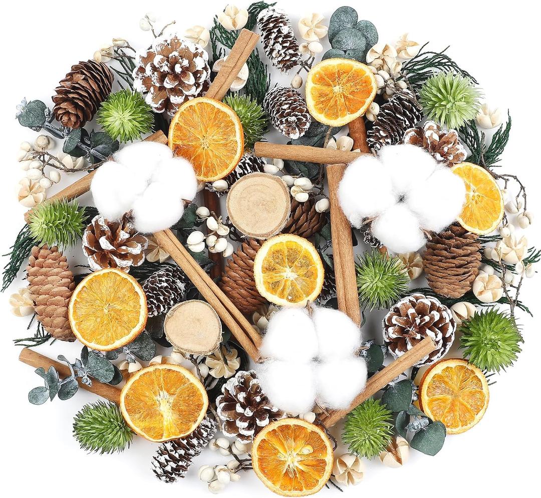 Fangoo Christmas Cinnamon Pine Cones Scented Potpourri Bag Decorating Bowl Filler Dried Plant Vase Filler for Christmas Tree Ornament DIY Crafts Table Wreath Winter Wedding Holiday Party Decor