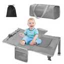 Toddler Airplane Travel Bed, Airplane Seat Extender for Kids, Plane Must Have for Toddlers, Baby Travel Essentials for Flying, Portable Travel Bag Foot Rest for Flights(Grey)