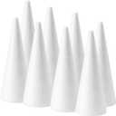 FFchuanhe 8-Pack Foam Cones (4X9.7in), Polystyrene Cone Shaped Foam, Foam Tree Cones, for Arts and Crafts, Christmas Tree, School, Wedding, Birthday, DIY Home Craft Project. White