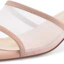 Mesh Heel Mules for Women Kitten Heeled Sandals Square Open Toe Comfort Slip On Casual Shoes (10, Nude)