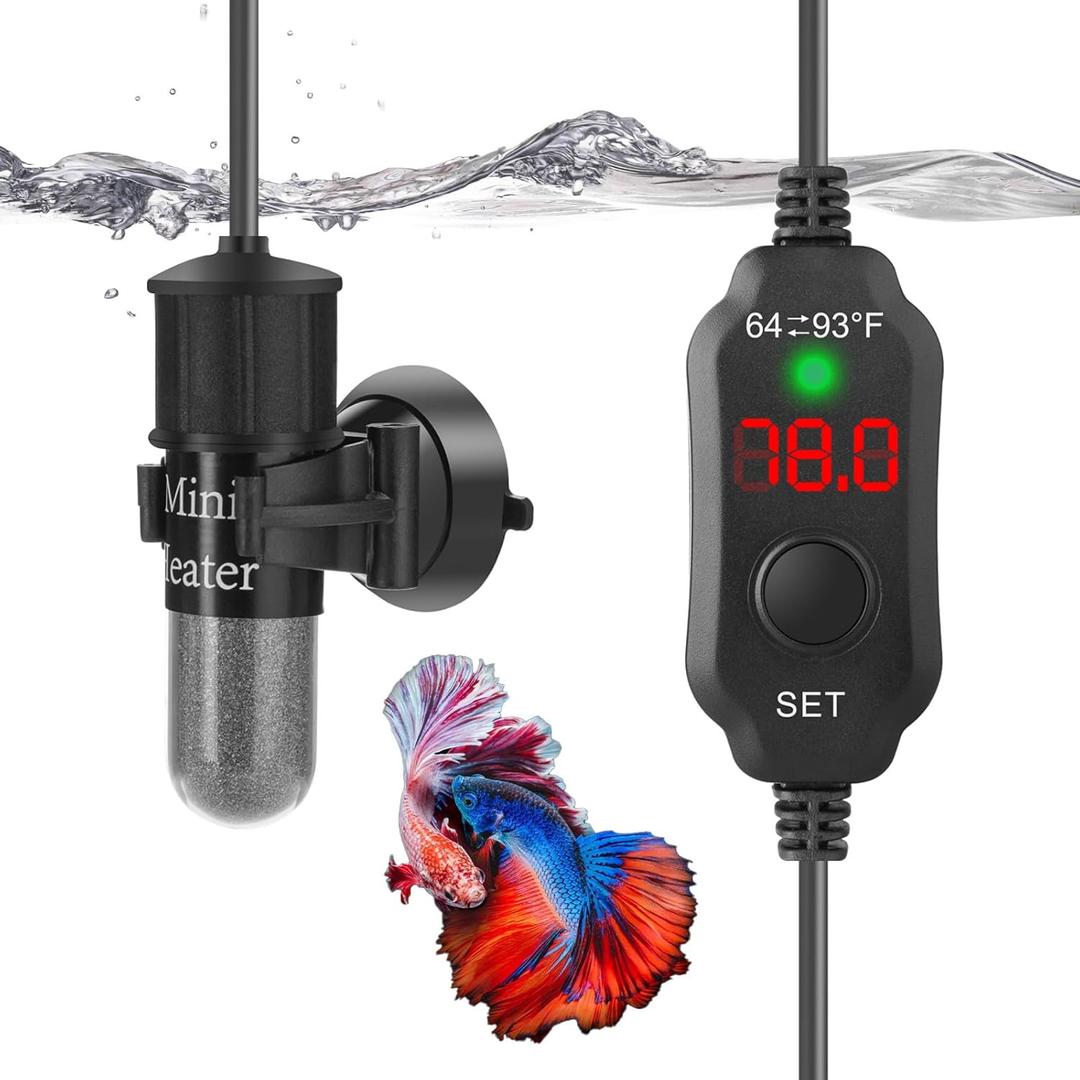 Mini Aquarium Heater 10W Super Small Fish Tank Heater with Digital Display Thermostat, Betta Tank Heater Turtle Heater Small Aquarium Heater for 1-2 Gallon Tanks