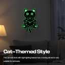 JoFomp 20 Inch Wooden Cat Clock with Moving Tail, Glow in The Dark Wall Clocks Battery Operated, Large Wall Clocks for Living Room Decor, Silent Wall Clock for Bedroom Night Glow, Lighted Wall Clock
