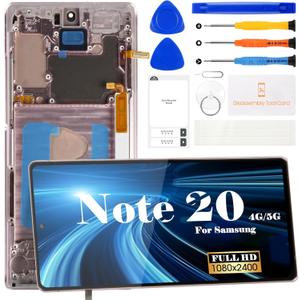 Incell for Samsung Note 20 Ultra 4g Screen Replacement for Samsung Galaxy Note 20 Ultra 5g LCD Screen Kits SM-N986U Digitizer Repair Touch Display Assembly with Frame (Mystic Bronze, Gold)