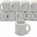 ChangThai Design Very Tiny  Inch High White Ceramic Coffee Tea Mug 10 Pieces Set - Miniature Tableware Cup Tray Bowl Crockery Cutlery Kitchenware Handmade Mini Porcelain Decorative Collectible Gifts