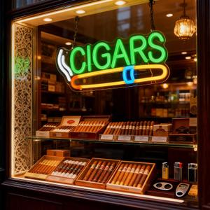 Cigar Neon Sign Handmade LED Art Decor Neon Light, Wall Hanging, USB Powered, Switch Control, for Home Bar, Cigar Lounge, Man Cave, Pub, Cafe, Party or Smoking Shop 