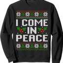 I Come In Peace Couple Matching Ugly Christmas Sweater Sweatshirt, Size S