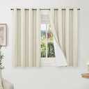 Lajode Blackout Curtains 54 Inch Length 2 Panels for Bedroom, Thermal Insulated Total Light Blocking Noise Reducing Linen Window Curtains for Farmhouse, Bronze Grommet, Natural, Each 52" Wide