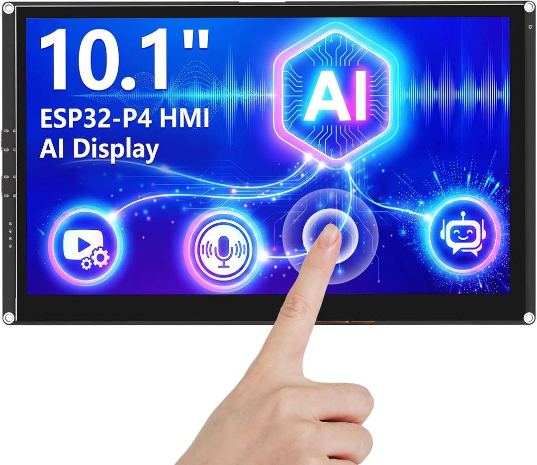 ELECROW ESP32 Display 1024x600, 10.1 Inch HMI ESP32-P4 IPS Touch Screen, Support AI Speech Interaction, ESP32-P4 Dual-Core Processor, Up to 400MHz, Compatible with Arduino, ESP-IDF (Without Camera)