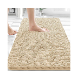 OLANLY Bathroom Rugs 30x20, Extra Soft Absorbent Chenille Bath Rugs, Rubber Backing Quick Dry, Machine Washable Bath Mats for Bathroom Floor, Tub and Shower, Home Decor Accessories, Beige