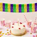 10 Pack 10 Feet Mardi Gras Foil Fringe Garland Mardi Gras Parade Float Fringe Metallic Streamers Tinsel Fringe Banner for Birthday Party Decor St Patrick Halloween Christmas Decoration (Green Gold Purple)