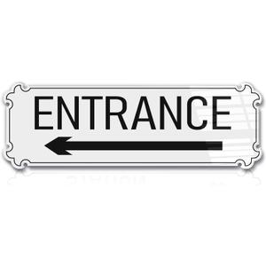 9"x3" Left Arrow Entrance Sign Self-adhesive Door Wall Signage for House Home Office Business Gate (White)